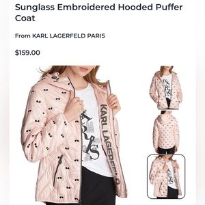 AUTHENTIC Karl Lagerfeld Paris Women's Sunglass Embroidered Puffer Jacket XS